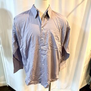 Pronto Uomo Men Shirt Non-Iron 18 34/35 Lavender Button Up Polo Casual Dress